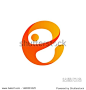 Initial letter E logo design with human shapes in yellow and orange color