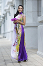 Ao dai -  Purple & white