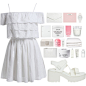 A fashion look from June 2015 featuring lace dress, velcro shoes and white handbags. Browse and shop related looks.