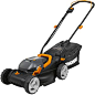 WORX WG779 40V 电源共享 4.0 Ah 14 英寸(约 35.6 厘米)割草机,带覆盖和智能器(2 x 20 V 电池)