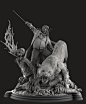 TWD: Ezekiel and Shiva Resin Statue , Marcellus Barnes 2 : This was a great opportunity to sculpt two of the cooler walking dead comic characters surrounded by disgusting zombies.  
All done in zbrush, rendered out of Keyshot.  Sculpt done for McFarlane T