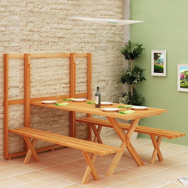 巴西家具品牌Sasajaca的实木折叠桌...
