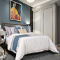 现代简欧样板房间床上用品全套组合主卧室蓝色简约软装床品多件套-淘宝网