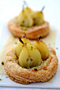 seckel pear and hazelnut frangipane tart