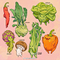 #画画干货#拟人化的小蔬菜们，也太可爱了吧！ 作者：Johanna Puhl ​ ​​​ ​​​​