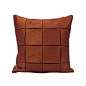 MISSLAPIN简约现沙发抱枕靠垫靠包/橘红色金属质感手工方格方枕-淘宝网