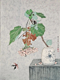 盼春 : 路陆, 字美玉。生于新疆，现居北京。自幼跟随画家父亲学习绘画，毕业于新疆乌鲁木齐大学艺术系。高级平面设计师，珠宝鉴定师。师从刘继卣入室弟子谢广先生学习花鸟，山水。先后跟随赵春秋，林永龙，顾青蛟等名家学