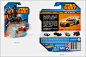 STAR WARS - Promotional Flyer, Catalog & Package Copy : The Star Wars line of Hot Wheels vehicles consists of highly-stylized toy cars that embody the attributes of characters from the entertainment. I created this promotional flyer for the very first