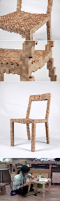 罗德岛学院家具设计专业学生vivian chiu的新作像素椅（pixel chair）。