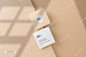 Square business card mockup Free Psd