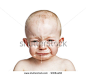 crying baby boy isolated - stock photo