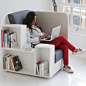 定制家具 设计师书架沙发组合 小户型沙发椅 阅读室看书沙发椅的图片