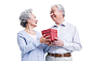礼物,面对面,盒子,给予,收到_d02a49651_老年夫妻与礼物_创意图片_Getty Images China