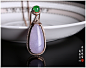 羊子珠宝 设计款精致优雅水润紫罗兰绿翡翠吊坠 18k玫瑰金钻石-淘宝网