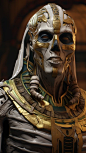 loki as a mummy with a egypt themed backround, 3d, hyper realistic, 8k, fine detailed, dynamic pose.