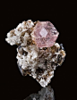 Excellent transparent crystal of pink Fluorapatite on a Muscovite and Albite matrix - Brazil