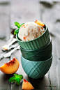 No Churn Eggless Peach Ice Cream Photography
