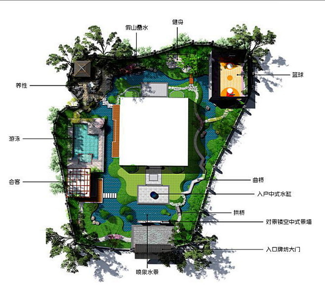 新中式攸县院子-新中式院落别墅总平面图_...