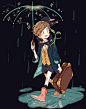 I love Newt Scamander's magical umbrella! He's doing a great job of keeping Picket the Bowtruckle dry.