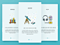 App Onboarding tutorial magic stars line-art headphones iphone music search telescope book illustration on boarding