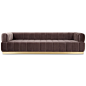 Continental Sofa in Velvet : Introducing our new Continental Sofa in Velvet. This sofa is a beautiful addition to any room. Sporting hand-crafted biscuit tufting, a fun design, and a 5" toe kick in brushed brass, the Continental Sofa is a fresh take 