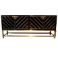 Black Lacquer and Brass Mastercraft Sideboard