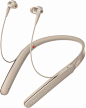 Sony - WI-1000X Wireless On-Ear Behind-the-Neck Noise Canceling Headphones - Gold - Front Zoom