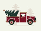 Christmas Haul snow winter vintage tree truck christmas illustration