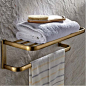 NEW Antique Brass Wall Mounted Bathroom Shelf Towel Rack Holder With Towel Bar #mvmhome: