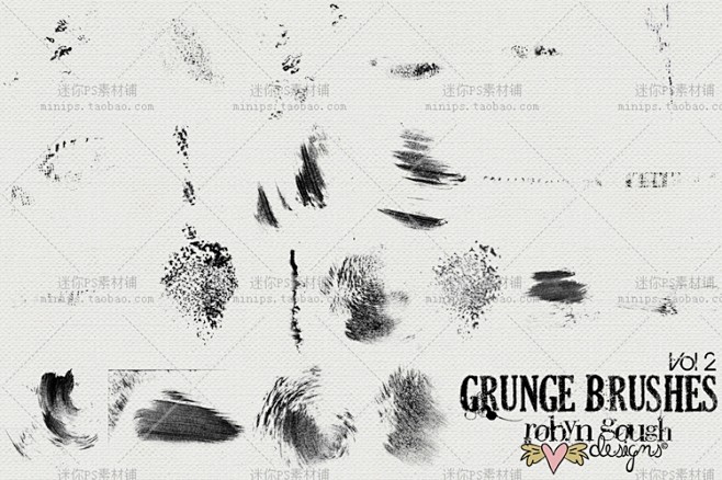 [编号1]Grunge粗犷毛笔水墨痕迹P...