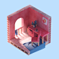 Pink Room : Pink isometric 3D room that y modeled in Blender