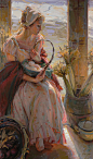 低温的天气分享给你们自带阳光的油画作品，来自美国当代画家Daniel F.Gerhartz。