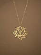 Lotus necklace gold lotus flower necklace blooming by BubuRuby, $28.00: 