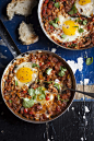 Shakshuka with mushrooms and spinach