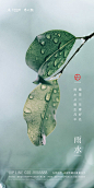【源文件下载】 海报 房地产 二十四节气  雨水 小清新 叶子