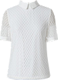 白色双层设计蕾丝短袖雪纺衫-最搭配