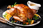 General 2560x1707 Chicken food meat animals flesh muscles death grapes orange (fruit) herb fork table knife