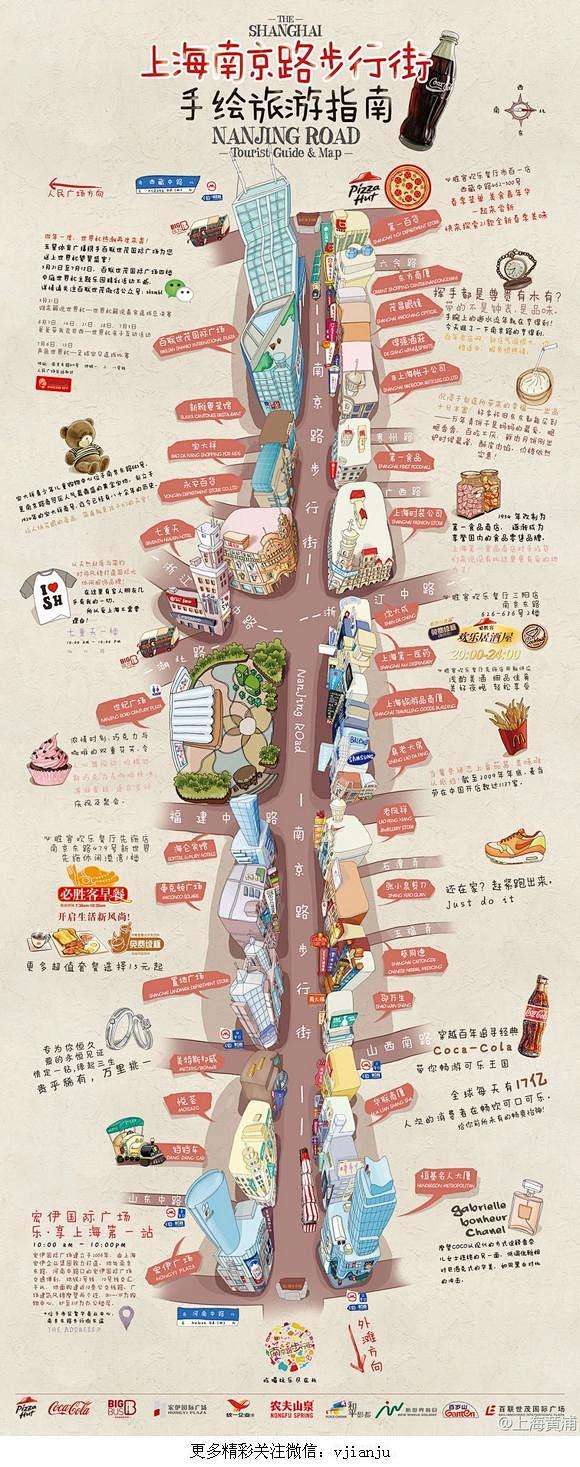 萌版上海南京路步行街手绘旅游地图面世（图...