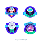 Colorful space badge collection with flat design