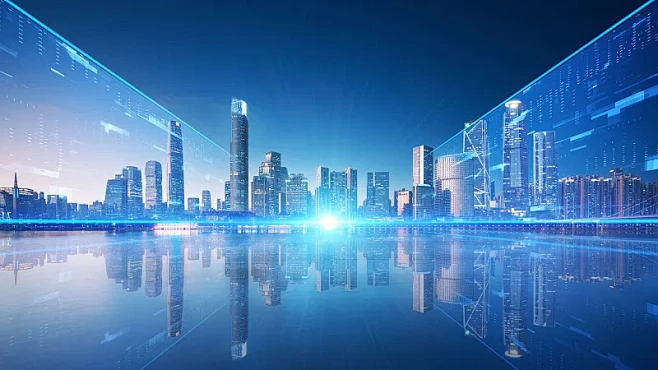蓝色科技虚拟智慧城市图片下载