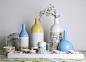 北欧创意瓶子 彩色花瓶花器摆件魔法格子现代简约样板间软装饰品-善木良品