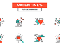 Flat Line Color Icons- Valentines