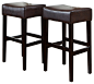 Duff Backless Brown Leather Bar Stool, Set of 2 traditional-bar-stools-and-counter-stools