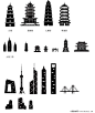 中国古现代建筑剪影矢量图_风景建筑_素材中国一流素材网