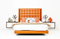 St. Tropez Bed in Hermes Orange Faux Leather