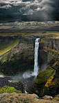 冰島的Háifoss瀑布