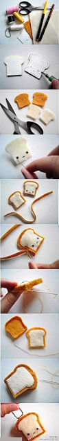 DIY可爱羊毛毡土司小挂件！