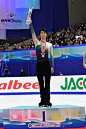 Yuzuru Hanyu of Japan poses on the podium during the ISU Grand Prix of Figure Skating NHK Trophy on November 26 2016 in Sapporo Japan