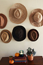 Attempt This: Hats In Place Of Art - http://www.iondecorating.com/other/attempt-this-hats-in-place-of-art/