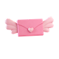 粉色C4D立体214情人节爱心信封装饰